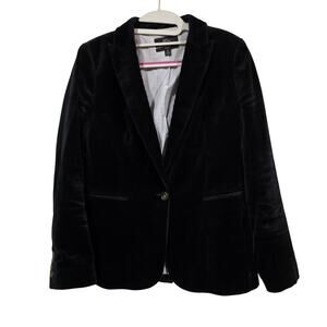 Women's J. Crew Black Velvet "Parke" Lined Blazer Jacket | Size 6